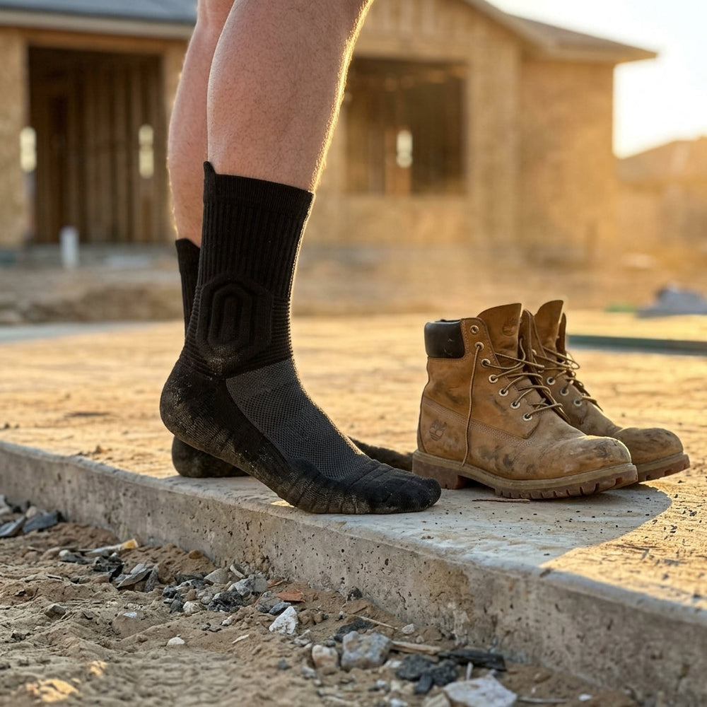 Operaio in piedi in cantiere